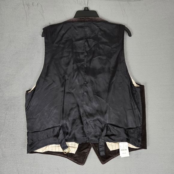 J Crew Vest Mens XL Brown Corduroy Classic Waistcoat Old Money Pockets NWT - Picture 2 of 10